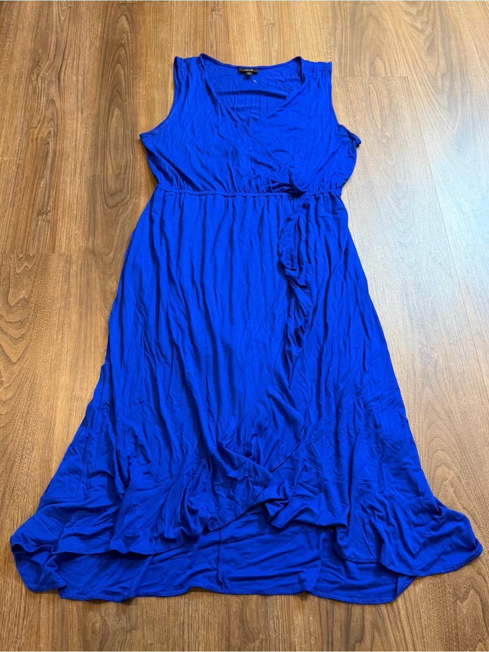 Apt 9 Electric Blue Sleeveless Midi Dress V-neck ruffle wrap Sz L